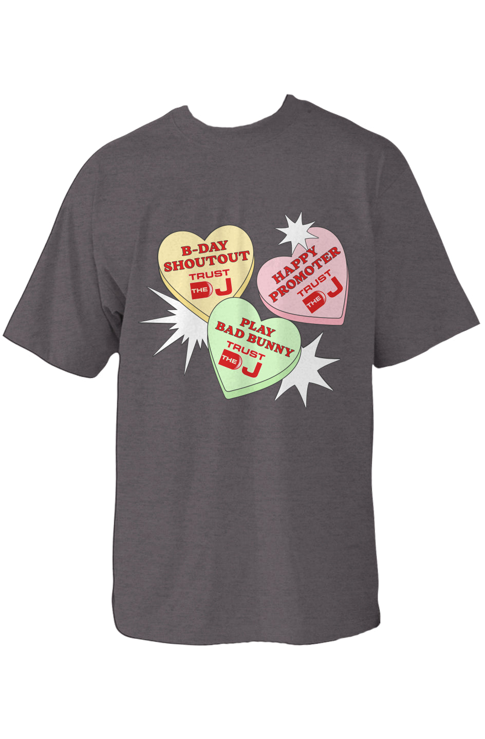 Valentine's Day DJ Candy Hearts Oversized Heavyweight T Shirt
