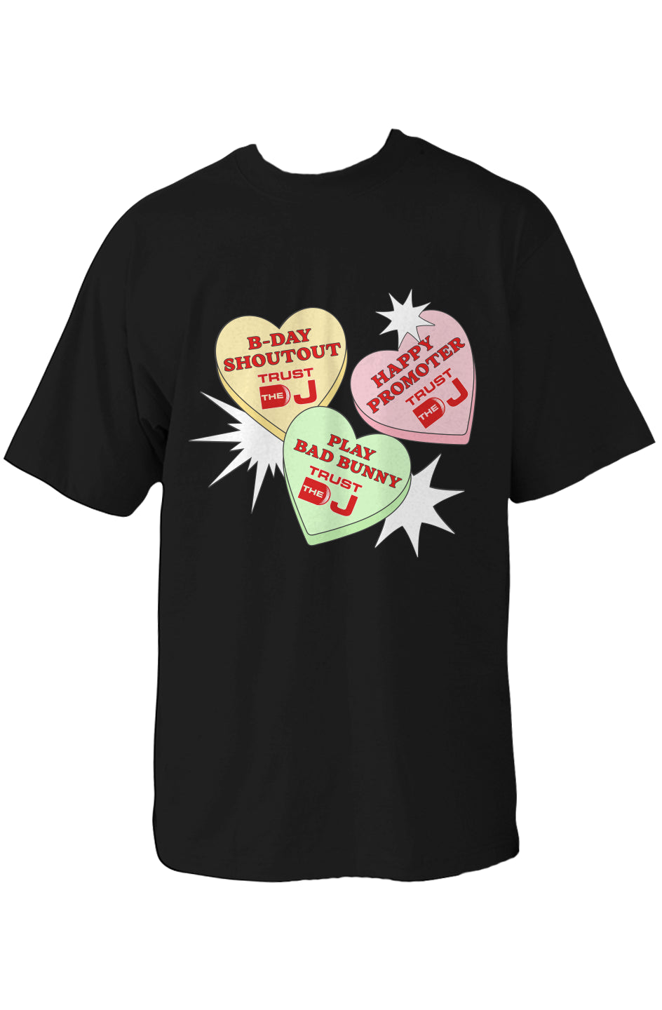 Valentine's Day DJ Candy Hearts Oversized Heavyweight T Shirt