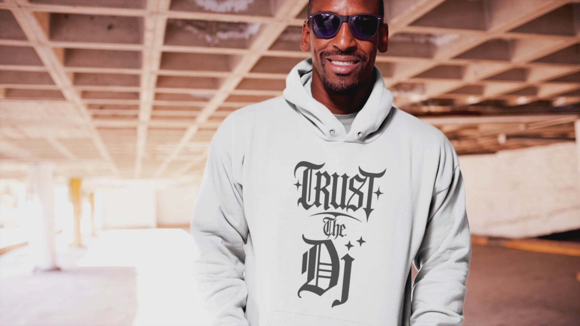 OLD ENGLISH TRUST THE DJ WHITE HOODIE Legend Premium Heavyweight Cross Grain Hoodie